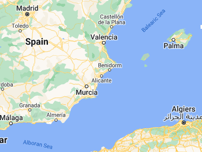 Map showing location of Alicante (38.34517, -0.48149)