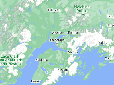 Map showing location of Anchorage (61.21806, -149.90028)