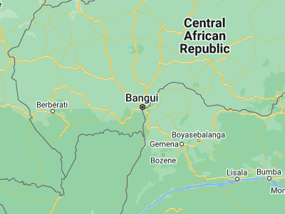 Map showing location of Bangui (4.36122, 18.55496)