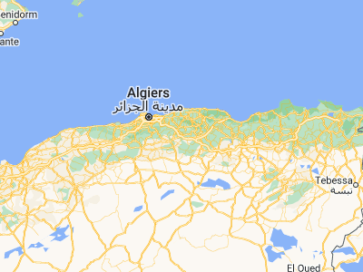Map showing location of Bouira (36.37489, 3.902)