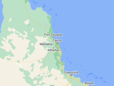 Map showing location of Cairns (-16.92304, 145.76625)