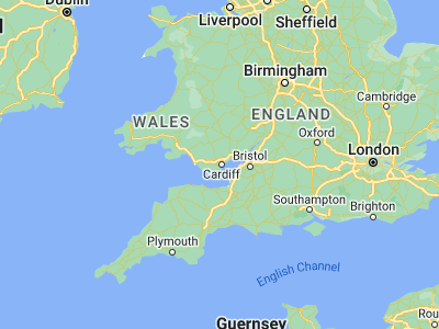 Map showing location of Cardiff (51.48, -3.18)