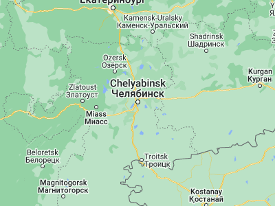 Map showing location of Chelyabinsk (55.15444, 61.42972)