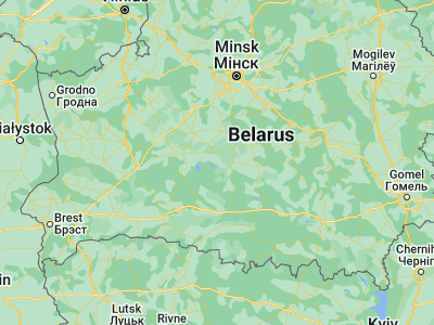 Map showing location of Chyrvonaya Slabada (52.8522, 27.1698)