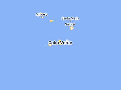 Map showing location of Cidade Velha (14.91667, -23.61667)