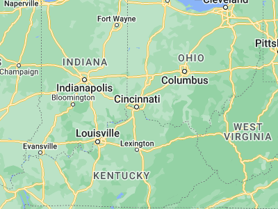 Map showing location of Cincinnati (39.162, -84.45689)