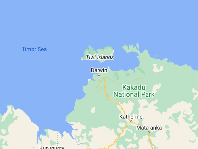 Map showing location of Darwin (-12.46113, 130.84185)