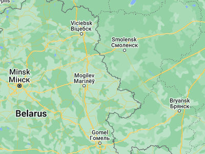 Map showing location of Drybin (54.1192, 31.0939)