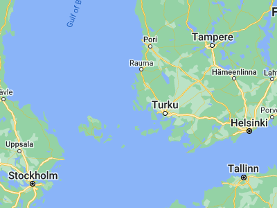 Map showing location of Helsinki (60.60778, 21.4381)