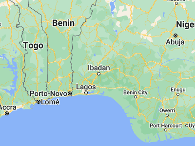 Map showing location of Ibadan (7.38778, 3.89639)