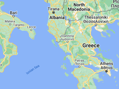 Map showing location of Igoumenítsa (39.50389, 20.26556)