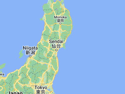 Map showing location of Ishinomaki (38.41667, 141.3)