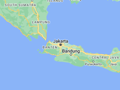 Map showing location of Jakarta (-6.21462, 106.84513)
