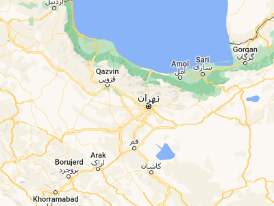 Map showing location of Karaj (35.83351, 50.96556)