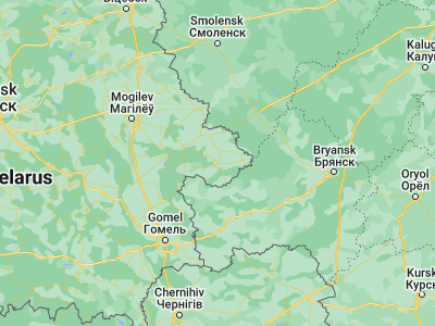 Map showing location of Kastsyukovichy (53.3525, 32.0514)
