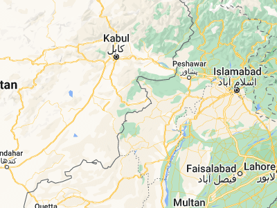 Map showing location of Khōst (33.33951, 69.92041)