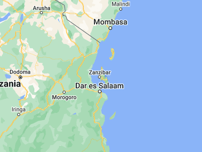 Map showing location of Koani (-6.13333, 39.28333)