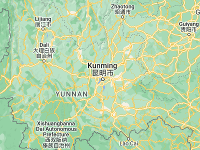 Map showing location of Kunming (25.03889, 102.71833)