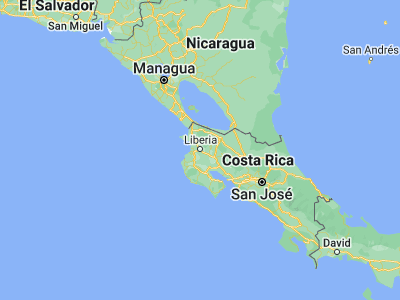 Map showing location of Liberia (10.63504, -85.43772)
