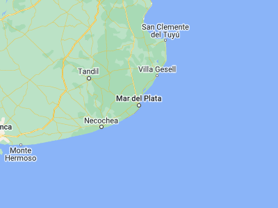 Map showing location of Mar del Plata (-38.00228, -57.55754)