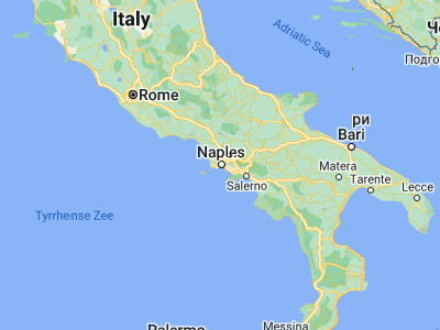 Map showing location of Naples (40.83333, 14.25)