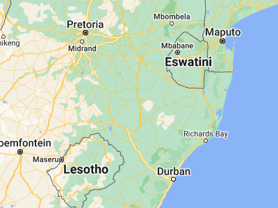 Map showing location of Newcastle (-27.75796, 29.9318)