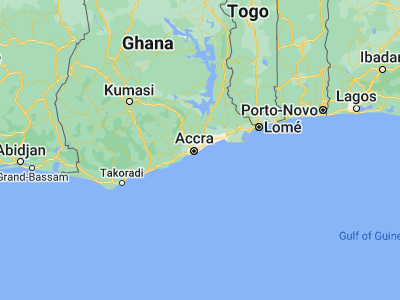 Map showing location of Nungua (5.60106, -0.07713)