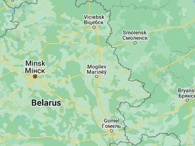 Map showing location of Palykavichy Pyershyya (53.9854, 30.36)