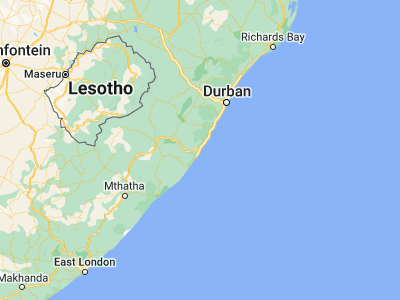 Map showing location of Port Shepstone (-30.74137, 30.45499)