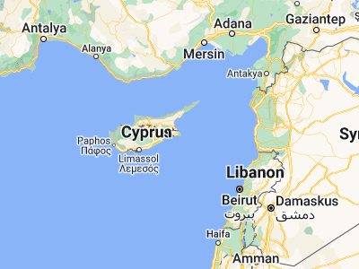 Map showing location of Protaras (35.0125, 34.05833)