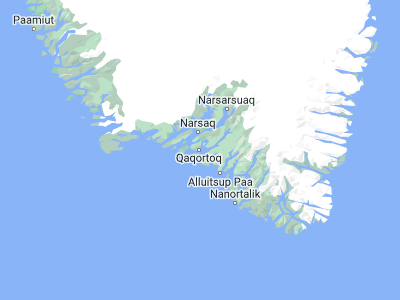 Map showing location of Qaqortoq (60.71667, -46.03333)