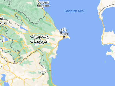 Map showing location of Qobustan (40.08238, 49.41205)