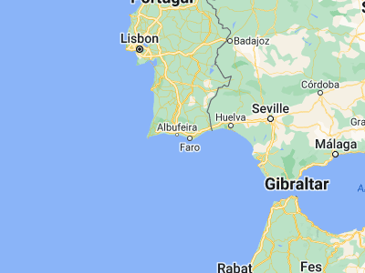 Map showing location of Quarteira (37.06946, -8.10064)