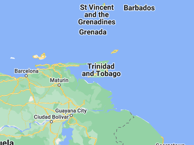 Map showing location of San Fernando (10.28333, -61.46667)