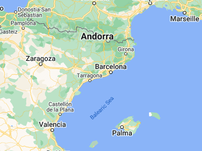 Map showing location of Sant Pere de Ribes (41.26667, 1.76667)
