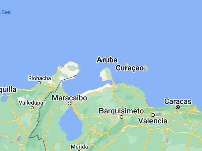 Map showing location of Santa Cruz de los Taques (11.8235, -70.25637)