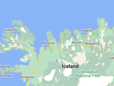 Map showing location of Sauðárkrókur (65.74611, -19.63944)