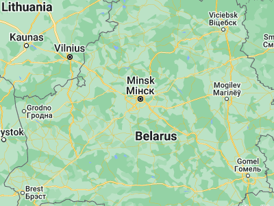 Map showing location of Shchomyslitsa (53.8211, 27.4522)