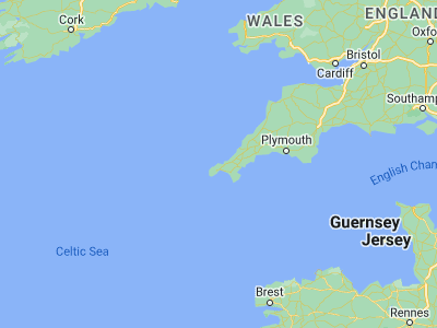Map showing location of St Ives (50.20861, -5.4875)