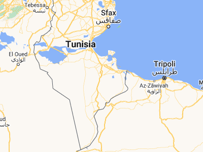 Map showing location of Tataouine (32.92967, 10.45177)
