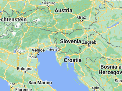 Map showing location of Vipava (45.84667, 13.96306)