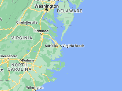 Map showing location of Virginia Beach (36.85293, -75.97798)