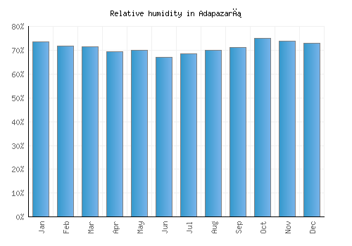 Adapazarı relative humidity averages