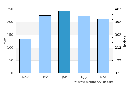 Aileu average rain in January