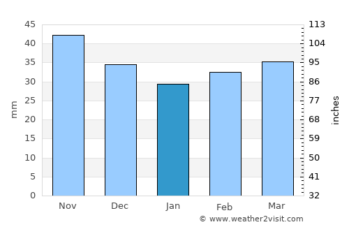 Albacete average rain in January