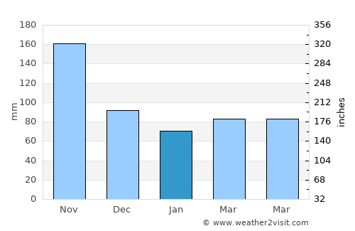 Albert Town average rain in January