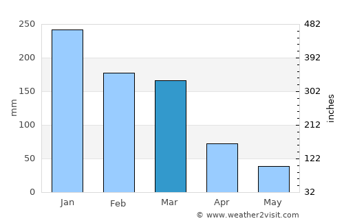 Além Paraíba average rain in March
