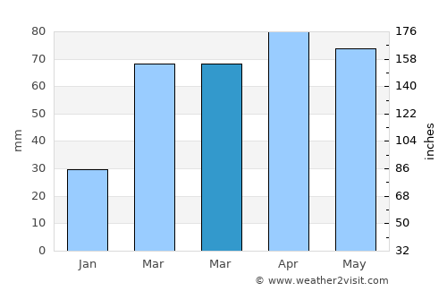 Altinho average rain in March