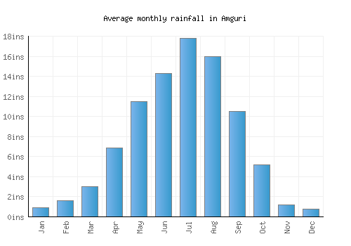 Amguri monthly rainfall chart (inches)