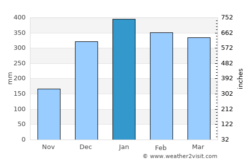 Andilamena average rain in January